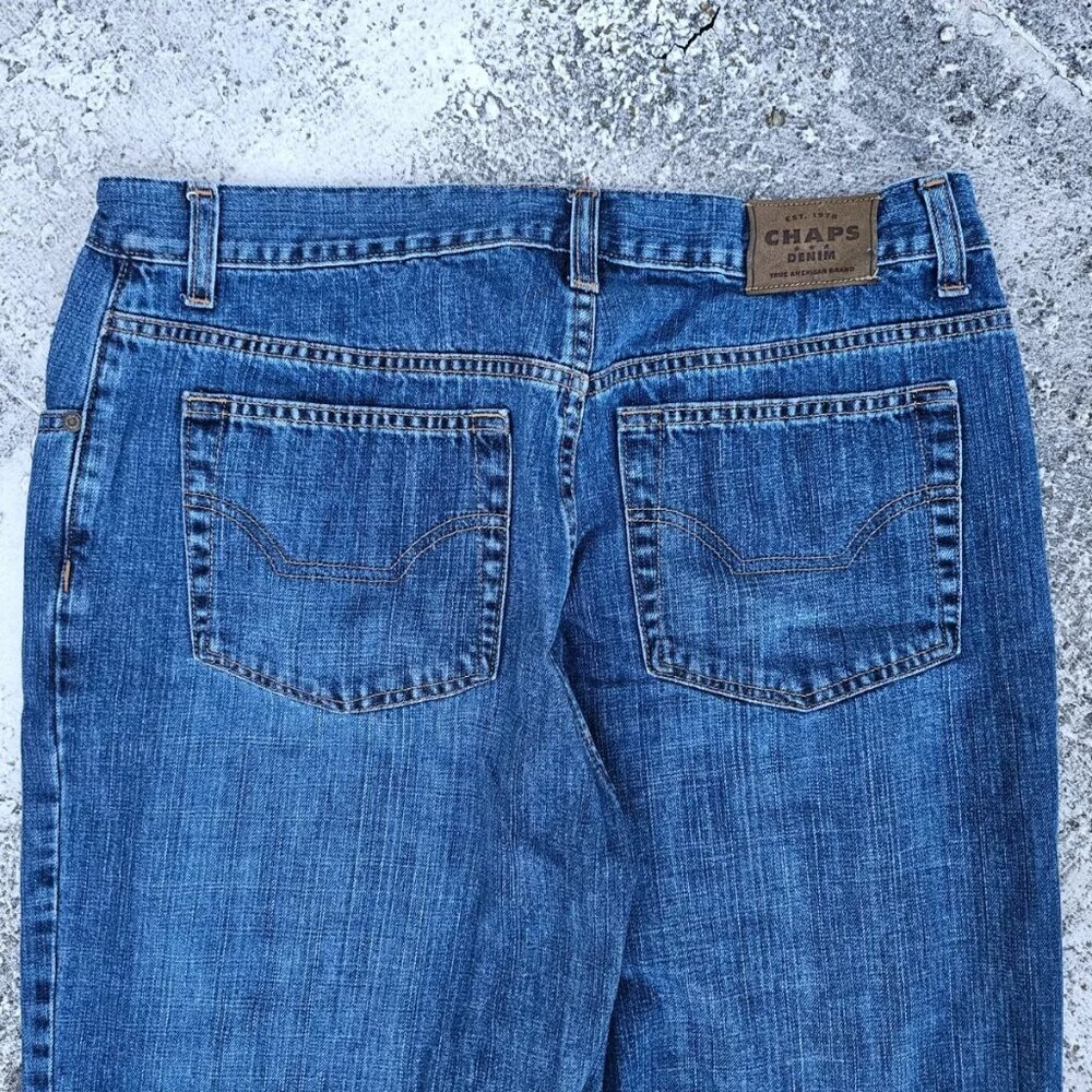 Chaps Men Jeans Denim Straight Wide Leg Cotton Jeans Size W34 L30 - Picture 8 of 9
